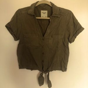 Tie front button down shirt